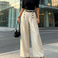 Pantalones de pierna ancha elegantes de doble botonadura para mujer