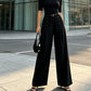 Pantalones de pierna ancha elegantes de doble botonadura para mujer