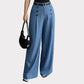 Pantalones de pierna ancha elegantes de doble botonadura para mujer