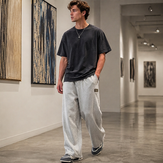 Pantalones casuales con cordón para hombre, con bolsillos