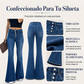 Jeans acampanados elásticos de cintura alta para mujer