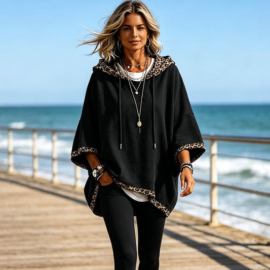 🐆🔥 ¡50% OFF POR TIEMPO LIMITADO! Sudadera con Capucha para Mujer con Estampado de Leopardo – Corte Holgado, Mangas Anchas y Estilo Urbano ✨