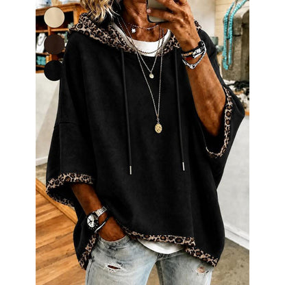 🐆🔥 ¡50% OFF POR TIEMPO LIMITADO! Sudadera con Capucha para Mujer con Estampado de Leopardo – Corte Holgado, Mangas Anchas y Estilo Urbano ✨