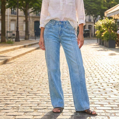 👖🔥 ¡50% OFF POR TIEMPO LIMITADO! Jeans de Pierna Ancha para Mujer con Costuras Delanteras – Cómodos, Favorecedores y Modernos ✨