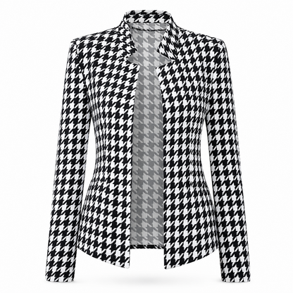 🧥🔥 ¡50% OFF POR TIEMPO LIMITADO! Abrigo de Punto con Estampado Pied de Poule para Mujer – Entallado, Cómodo y Elegante ✨
