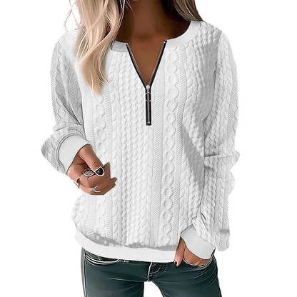 👚🔥 ¡50% OFF POR TIEMPO LIMITADO! Sudadera de Punto Trenzado para Mujer con Media Cremallera – Cómoda, Holgada y Moderna ✨