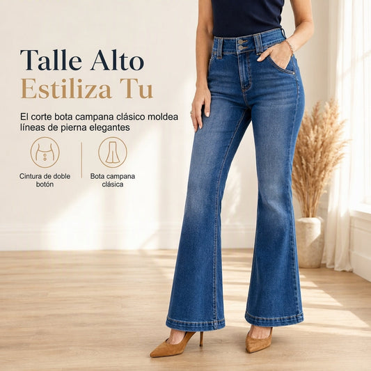 👖🔥 ¡50% OFF POR TIEMPO LIMITADO! Jeans Acampanados de Tiro Alto para Mujer – Elásticos, Favorecedores y Cómodos ✨