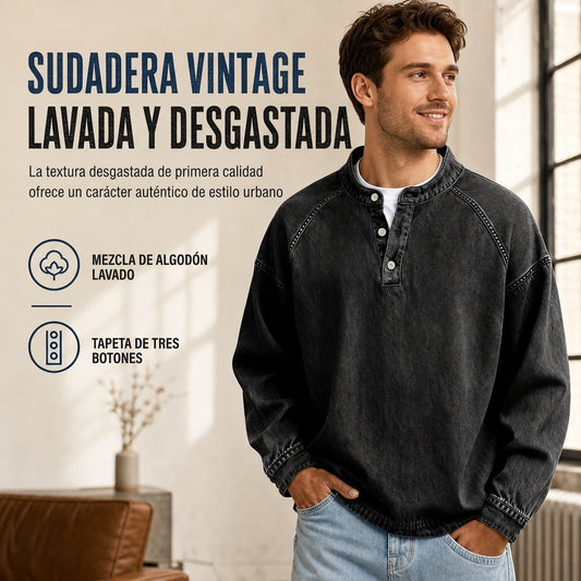 Sudadera holgada casual de estilo vintage para hombre