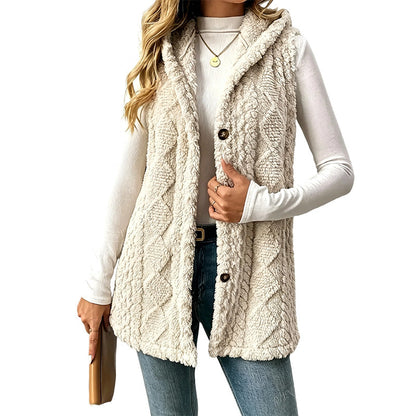 🧥🔥 ¡50% OFF POR TIEMPO LIMITADO! Chaleco de Punto Trenzado con Capucha para Mujer – Cálido, Suave, Moderno y Fácil de Combinar ✨