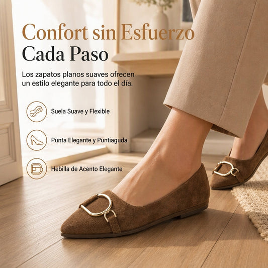 Zapatos planos casuales de punta afilada para mujer