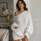 Vestido de punto de hombros al descubierto cómodo para mujer