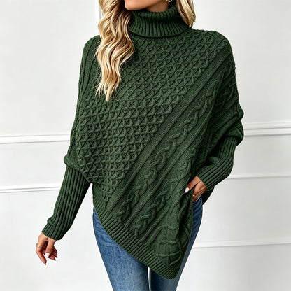 Jersey poncho de punto trenzado para mujer