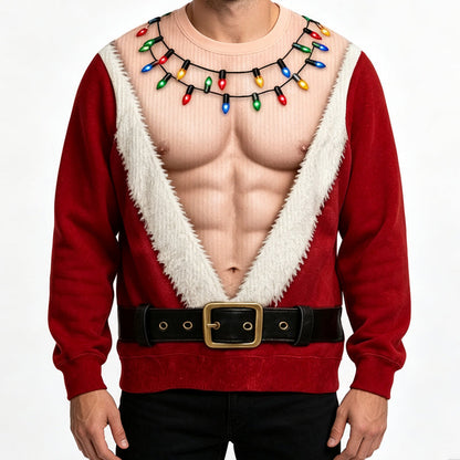 Sudadera divertida de Navidad para hombre con estampado 3D de músculos
