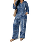 🔥 ¡50% OFF POR TIEMPO LIMITADO! 👖 Conjunto Mujer de Estampado Vaquero con Top y Pantalón de Pierna Ancha – Cómodo, Retro y Elegante ✨