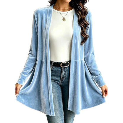 🔥 ¡50% OFF POR TIEMPO LIMITADO! ✨ Cárdigan de Terciopelo para Mujer – Diseño Peplum Elegante y Cálido para Looks Sofisticados 💖