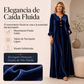 Vestido maxi de terciopelo elegante para mujer con manga de volante