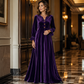 Vestido maxi de terciopelo elegante para mujer con manga de volante