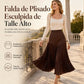 Falda plisada de lunares de cintura alta para mujer
