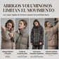 Abrigo de algodón corto de invierno para mujer, con cuello alto, tejido de trenza, diseño de parches, mangas largas, acolchado, grueso y cálido