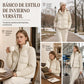 Abrigo de algodón corto de invierno para mujer, con cuello alto, tejido de trenza, diseño de parches, mangas largas, acolchado, grueso y cálido
