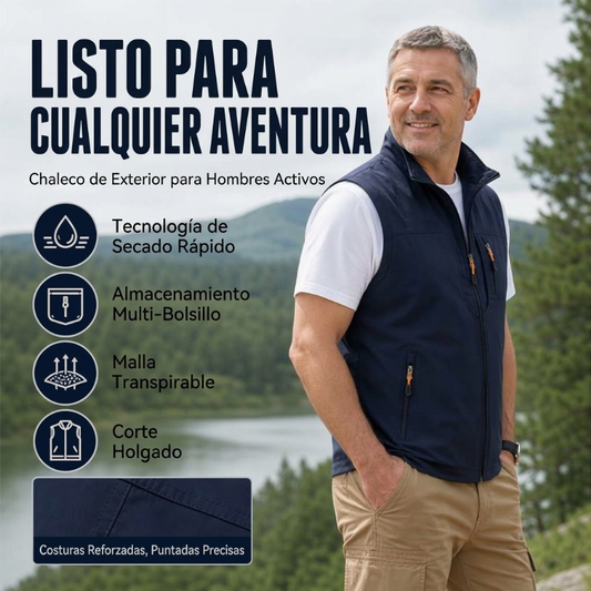 Chaleco informal para hombre con cuello alzado para exteriores