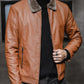 Elegante Chaqueta de Cuero Forrada de Felpa Cálida para Hombres