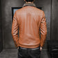 Elegante Chaqueta de Cuero Forrada de Felpa Cálida para Hombres