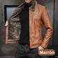 Elegante Chaqueta de Cuero Forrada de Felpa Cálida para Hombres