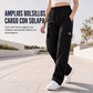 Pantalones cargo de mujer de corte relajado de pernera recta con cintura elástica con cordón y bolsillos utilitarios laterales