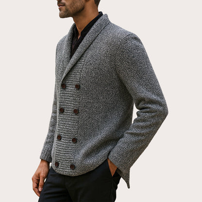 🔥 ¡50% OFF POR TIEMPO LIMITADO! 🧥 Cárdigan Hombre de Punto con Cuello Chal y Doble Botonadura – Elegante, Cómodo y Versátil ✨