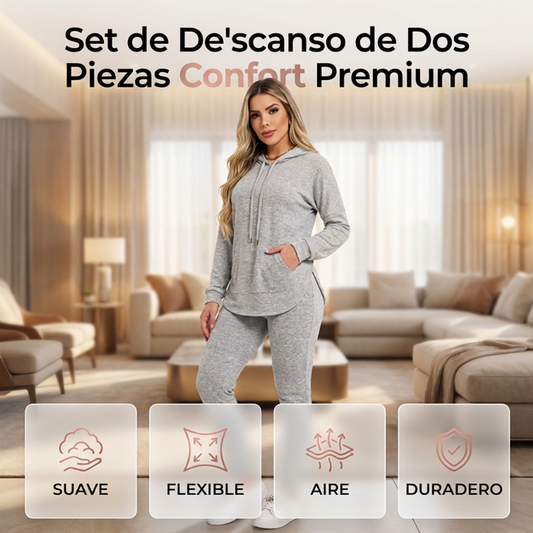 Conjunto de chándal casual de 2 piezas de color liso para mujer