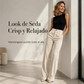 Pantalones de pierna ancha holgados y casuales de cintura alta para mujer