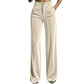 Pantalones de pierna ancha holgados y casuales de cintura alta para mujer