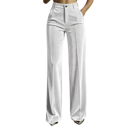 Pantalones de pierna ancha holgados y casuales de cintura alta para mujer