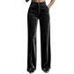 Pantalones de pierna ancha holgados y casuales de cintura alta para mujer