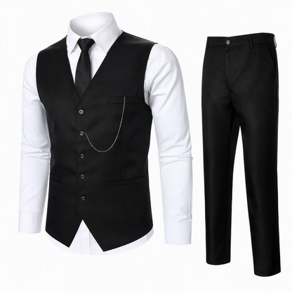Conjunto de traje formal de 3 piezas de corte ajustado para hombre