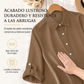Camisa formal de satén de color liso para mujer con botones y mangas de diseño moderno