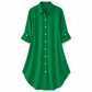 Camisa formal de satén de color liso para mujer con botones y mangas de diseño moderno