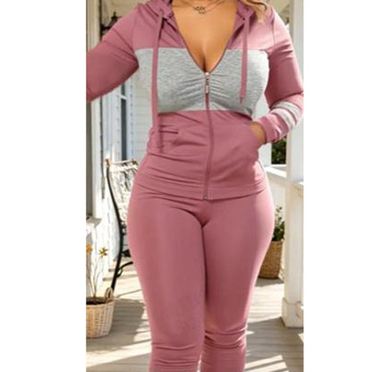Conjunto de sudadera con capucha y pantalones ajustado informal para mujer