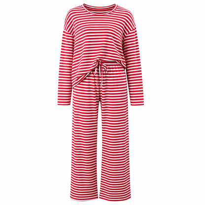 🔥 ¡50% OFF POR TIEMPO LIMITADO! 👚 Conjunto Mujer de Top y Pantalón a Rayas – Cómodo, Elegante y Perfecto para Relajarte ✨