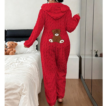 🔥 ¡50% OFF POR TIEMPO LIMITADO! 🧸 Pijama Enterizo Mujer con Capucha de Orejas – Súper Cálido, Suave y Adorable para Invierno ✨