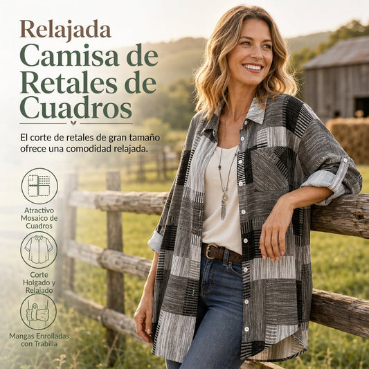 🔥 ¡50% OFF POR TIEMPO LIMITADO! 👕 Camisa de Cuadros Holgada Mujer con Parches – Estilo Casual, Cómodo y Atemporal ✨
