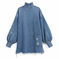 Minivestido de mezclilla de cuello alto oversize para mujer