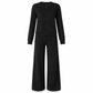 Conjunto casual de 2 piezas para mujer: cárdigan de punto y pantalones de pierna ancha