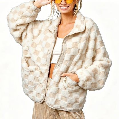 🔥 ¡50% OFF POR TIEMPO LIMITADO! 🧥 Cazadora a Cuadros Mujer de Invierno – Cálida, Cómoda y con Estilo Urbano ✨