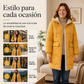 Abrigo acolchado con capucha de longitud media-larga para mujer