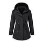 Chaqueta casual cálida de longitud media con capucha para mujer