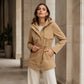 Chaqueta casual cálida de longitud media con capucha para mujer