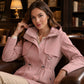 Chaqueta casual cálida de longitud media con capucha para mujer