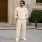 Conjunto de sudadera con letras en jacquard y pantalones con cordón para hombre